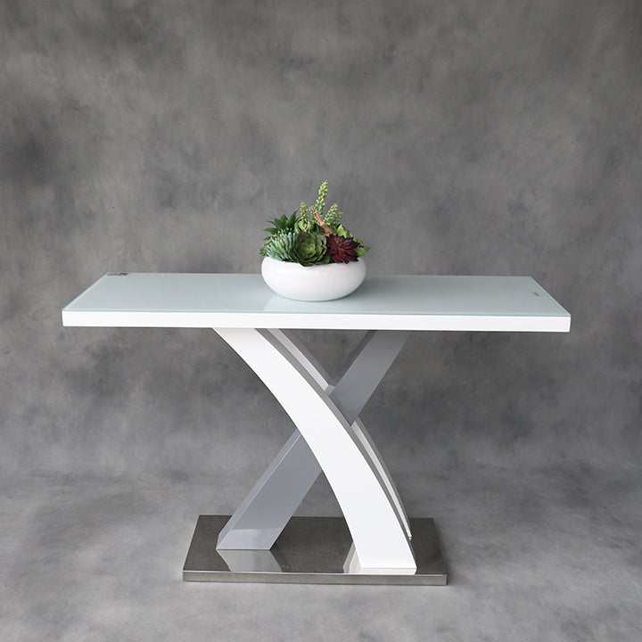 CONSOLA BLANCA CON CRISTAL