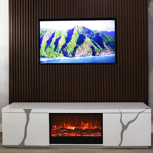 80" fireplace with silver or gold accents