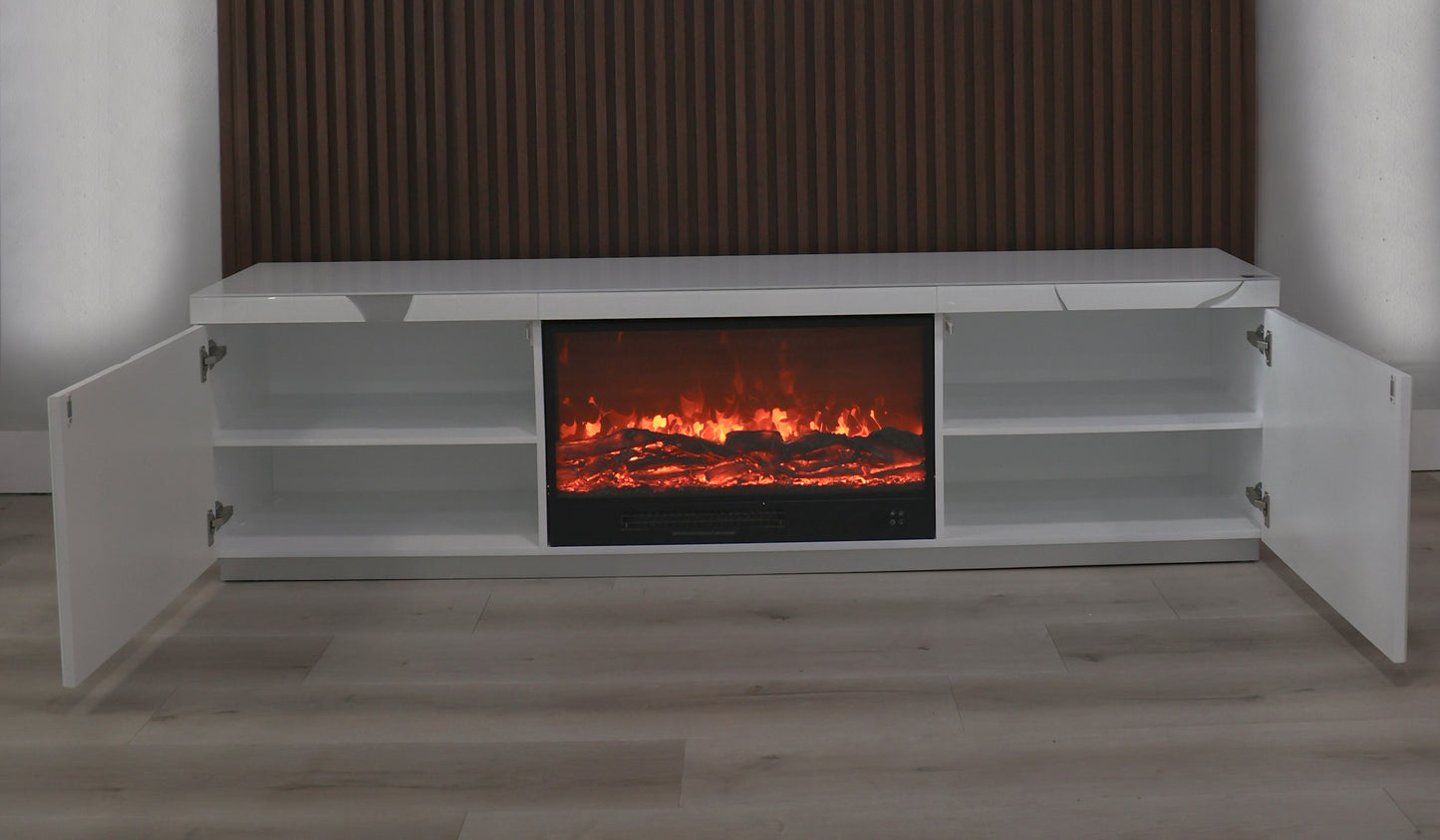 80" fireplace with silver or gold accents