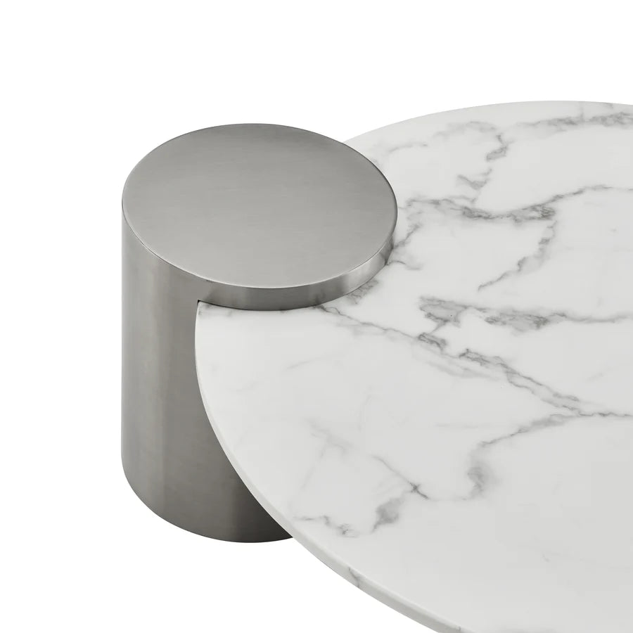 TWIN HALO MARBLE-TOP COFFEE TABLE SET